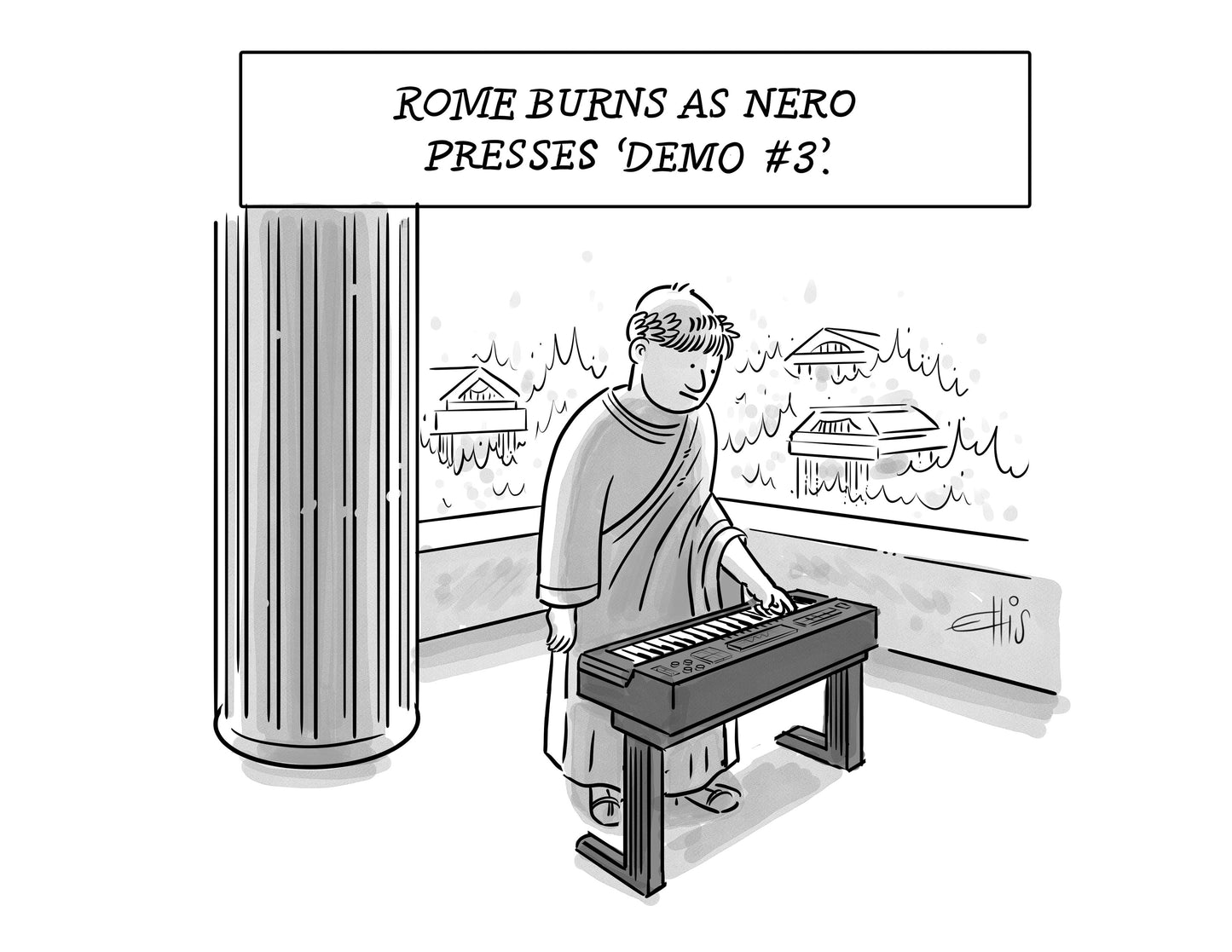 Rome Burns as Nero Presses 'Demo #3' Art Print