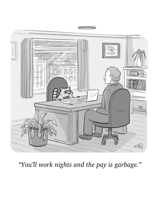 Raccoon Job art Print